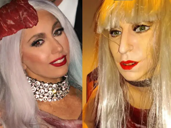 Lady Gaga e sua estátua de cera (Reprodução)