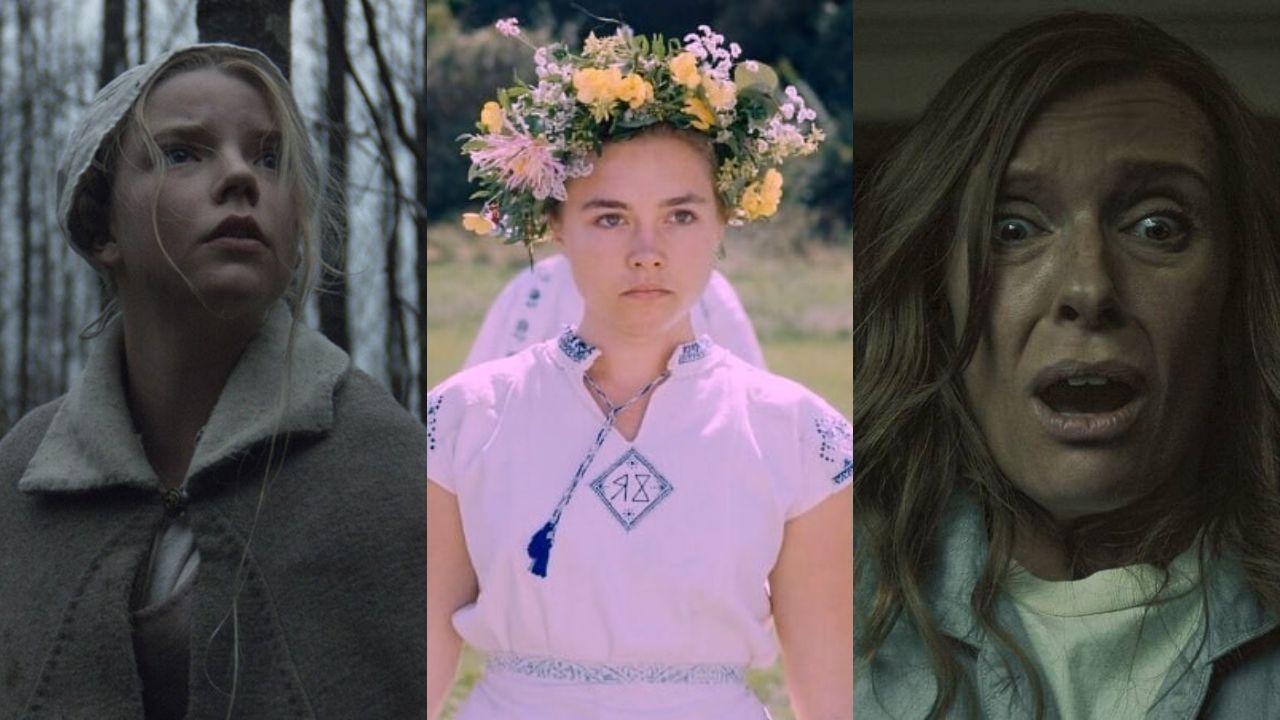 A Bruxa, Midsommar e Hereditário (Foto 1: Reprodução/ Foto 2: Divulgação/ Foto 3: Reprodução)