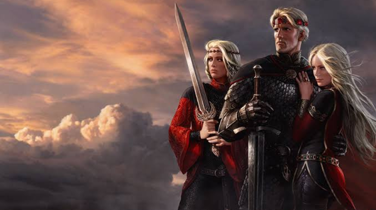 Aegon, Rhaenys e Visenya Targaryen (Reprodução: Mundo de Gelo e Fogo, 2014)