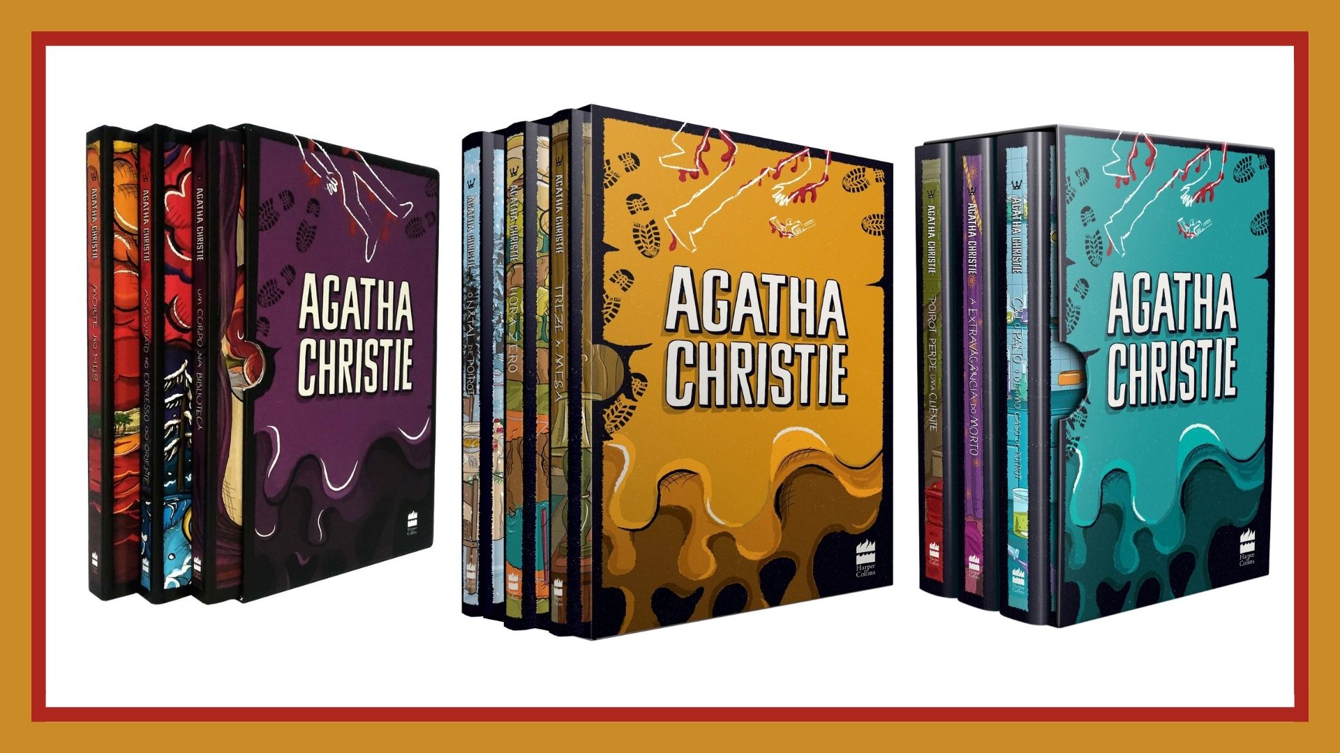 Capa dos boxes com obras de Agatha Christie