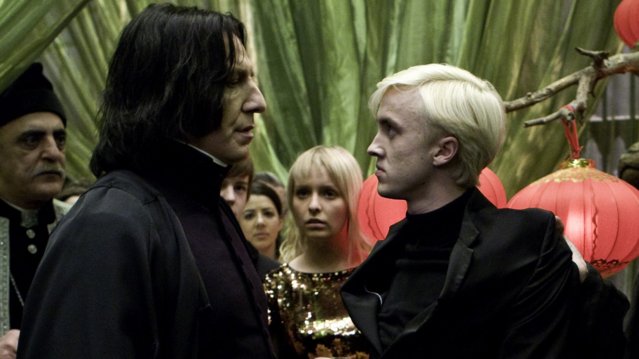 Alan Rickman e Tom Felton em Harry Potter (Foto: reprodução)