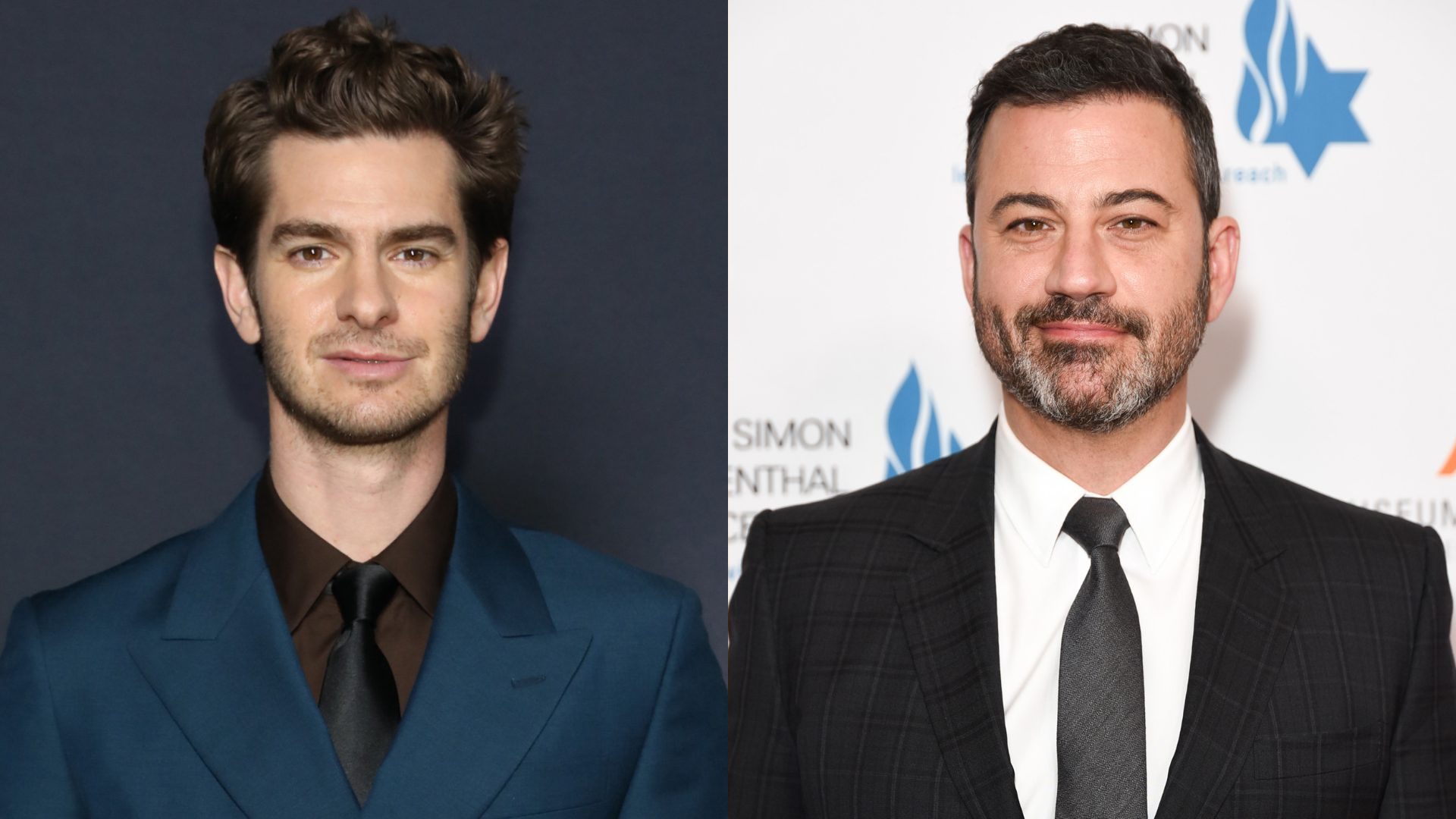 Andrew Garfield (Foto: Monica Schipper / Getty Images) e Jimmy Kimmel (Foto: Presley Ann/Getty Images)