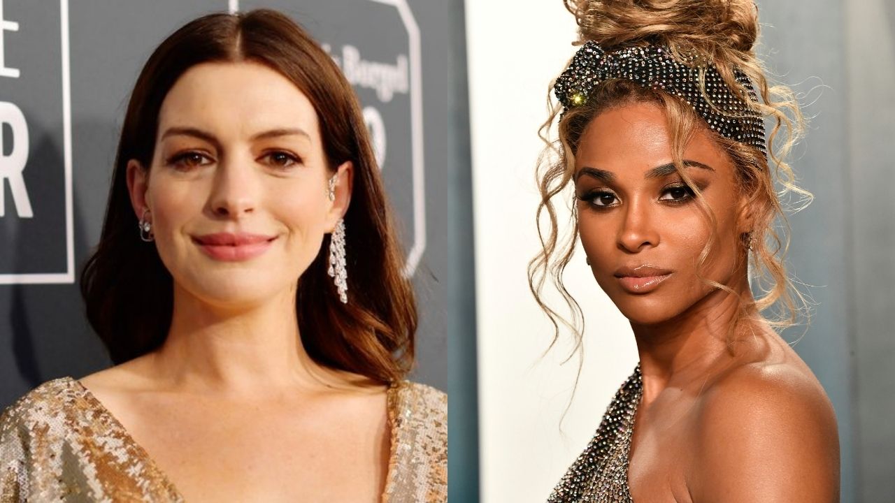 Anne Hathaway (Foto: Matt Winkelmeyer /Getty Images for Critics Choice Association) e Ciara em festa do Oscar 2020, realizada por Radhika Jones (Foto: Getty Images /Frazer Harrison)