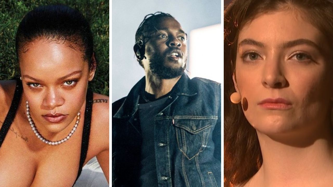 Rihanna para Harper's Bazaar (Foto: Gray Sorrenti/Divulgação), Kendrick Lamar (Foto: Amy Harris / Imovision / AP) e Lorde (Foto: Reprodução/Vídeo)