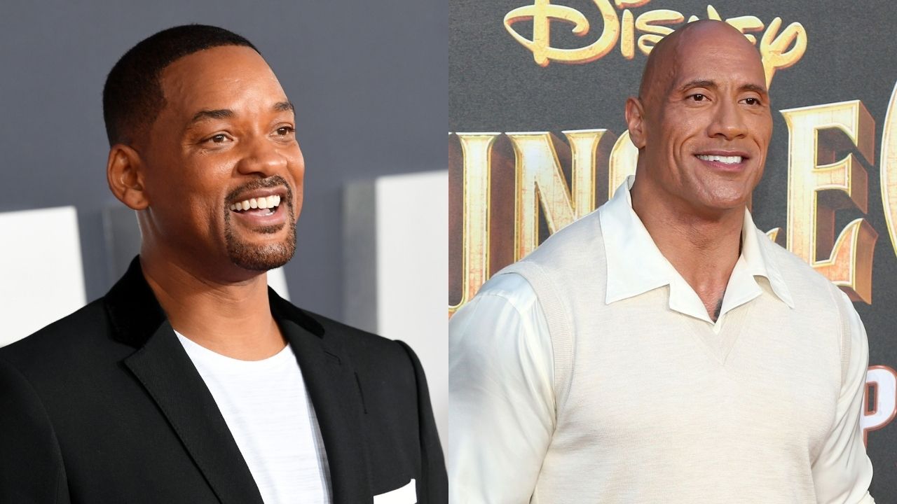 Ator Will Smith a esquerda (Foto: Kevin Winter/Getty Images) e ator Dwayne Johnson a direita (Foto: Phillip Faraone/Getty Images)
