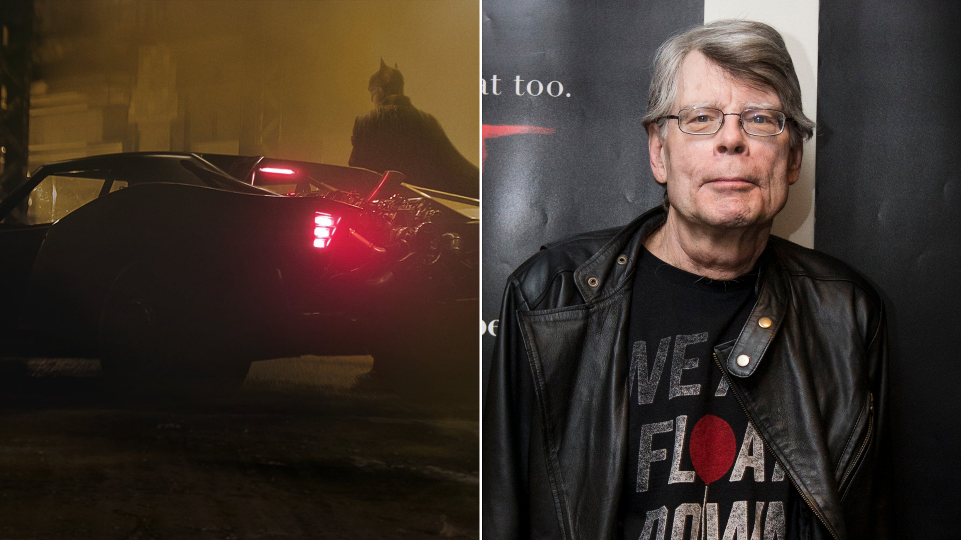 Batmóvel em The Batman (Foto: Reprodução / Twitter) │Stephen King (Foto: Scott Eisen / Getty Images)