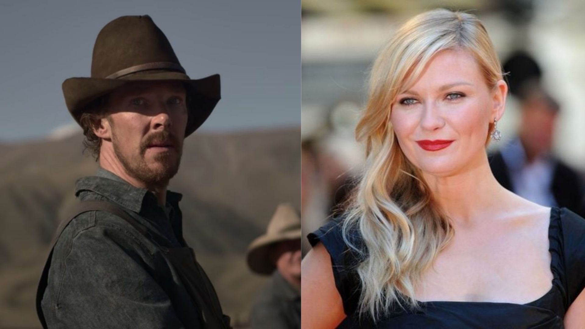 Benedict Cumberbatch em Ataque dos Cães (Foto: Reprodução /Youtube)/ Kirsten Dunst (Foto: Getty Images /Stuart C. Wilson)