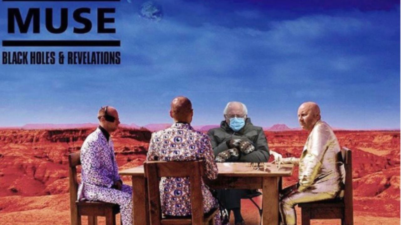 Montagem de Bernie Sanders no disco da banda Muse (Foto: Reprodução)