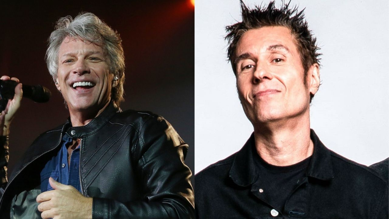 Jon Bon Jovi e Dinho Ouro Preto do Capital Inicial (Foto 1:  Ricardo Matsukawa/Mercury Concerts | Foto 2: Fernando Hiro/Divulgação)