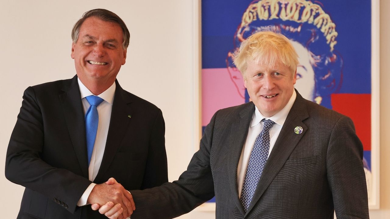 Encontro de Jair Bolsonaro e Boris Johnson (Foto:  Michael M. Santiago-Pool/Getty Images)