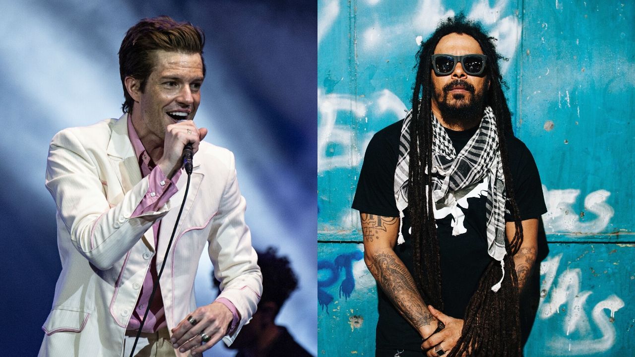 Brandon Flowers (Foto: Amy Harris/Invision/AP) e Marcelo Falcão (Fotos: Rodolfo Magalhães)