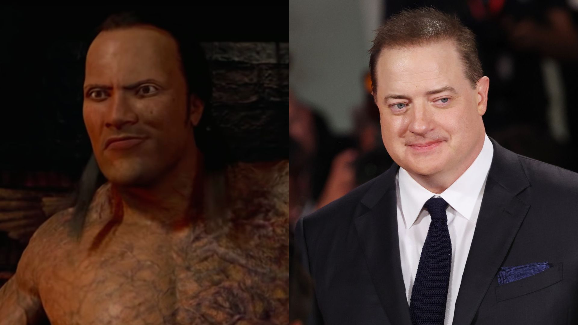 The Rock em O Retorno da Múmia (Foto: Reprodução/YouTube) e Brendan Fraser (Foto: Vittorio Zunino Celotto/Getty Images)