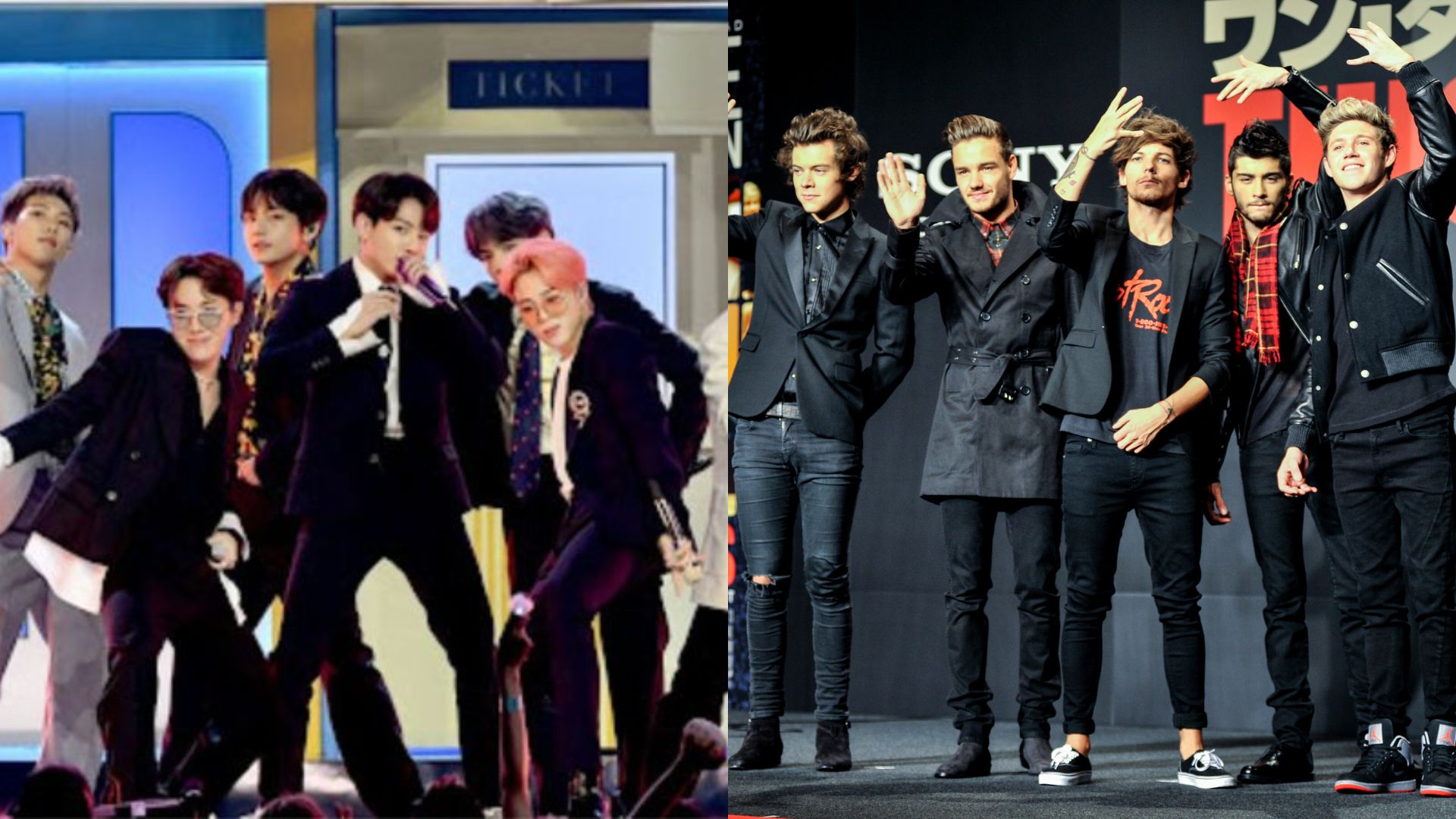 BTS (Foto: Kevin Winter / GettyImages) e One Direction (Foto: Keith Tsuji/Getty Images)