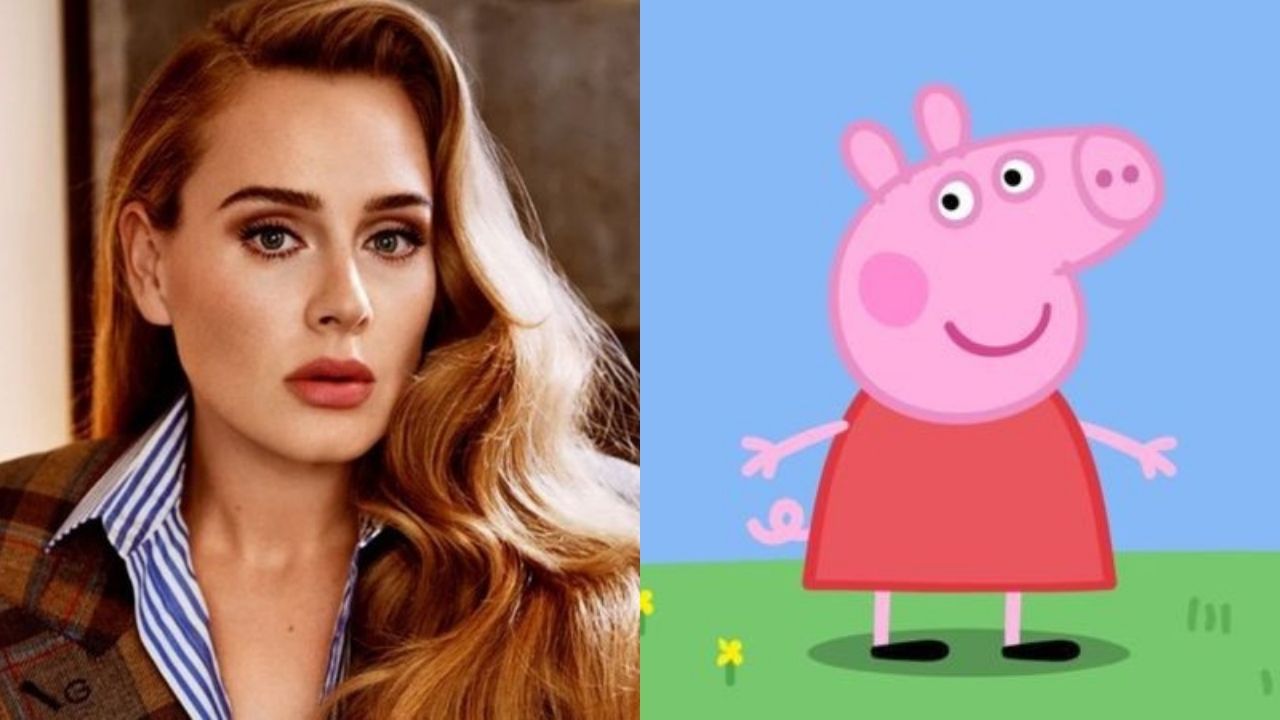Cantora Adele (Foto: Reprodução/Twitter) e desenho animado Peppa Pig (Foto: Divulgação)