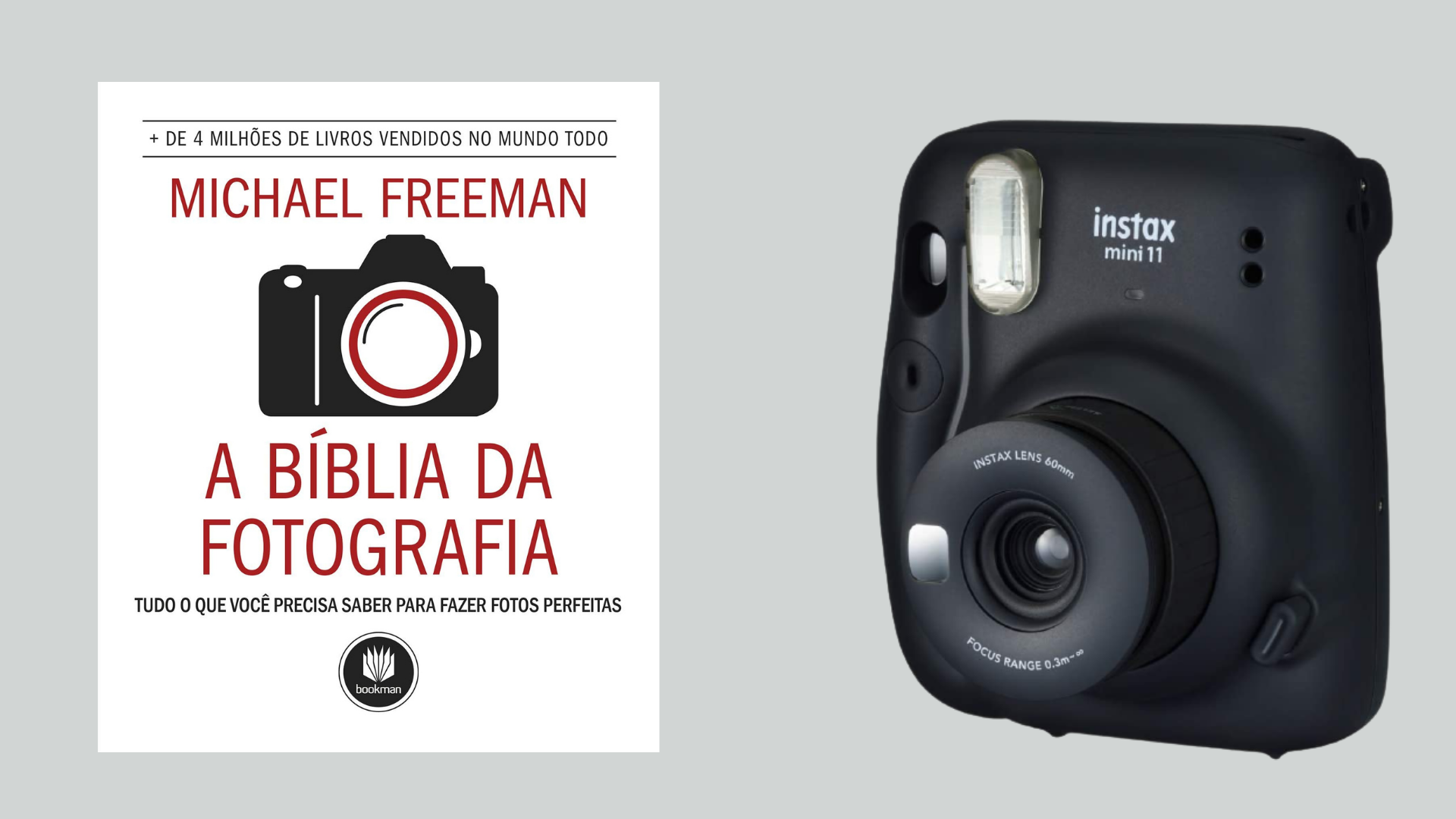 Livro, câmera instantânea, copo térmico e outros itens temáticos para os apaixonados por fotografia