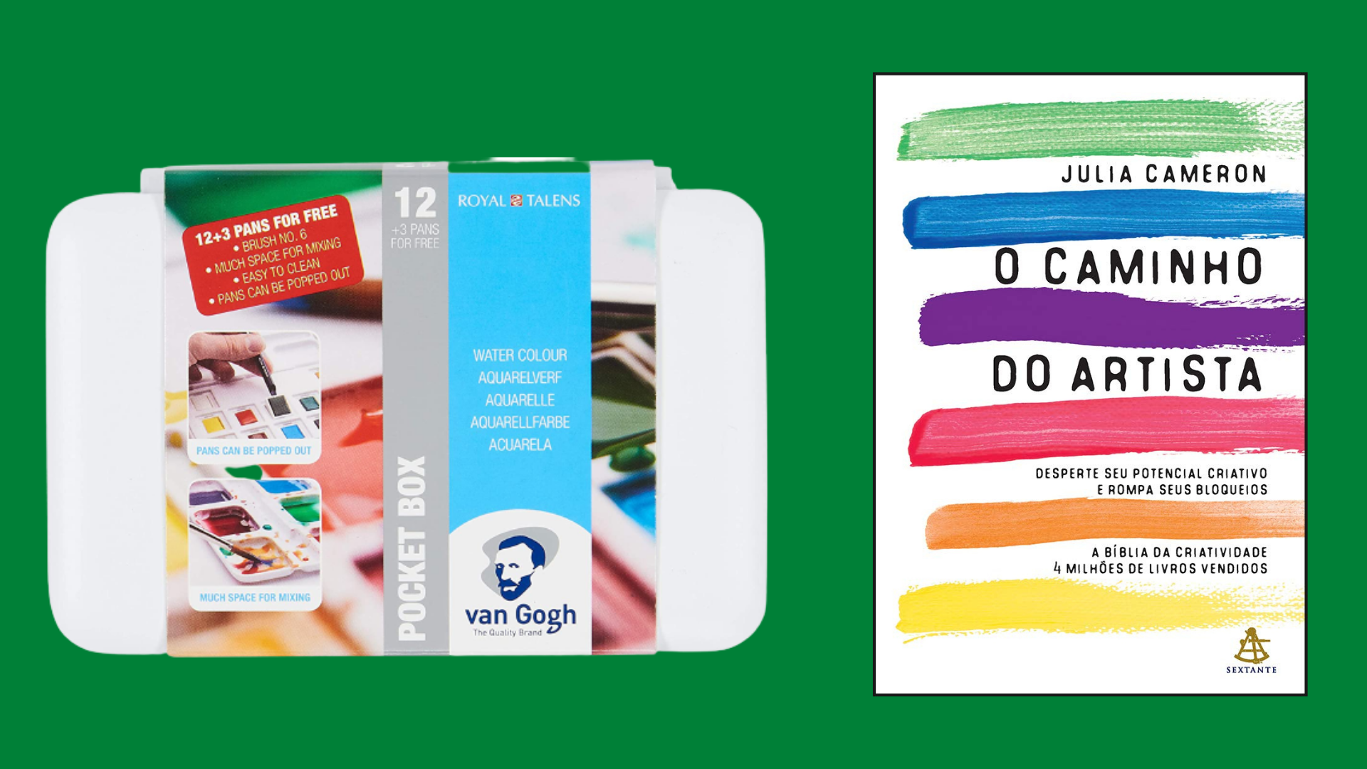 Livros, tintas e outros itens para liberara a criatividade