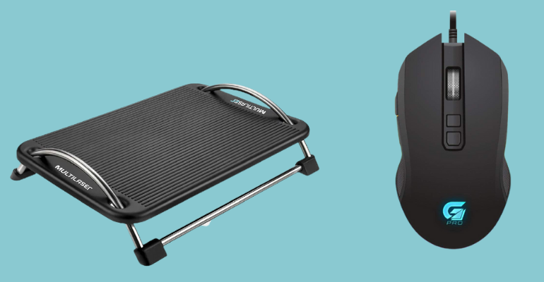 Mouse, teclado, mesa portátil e outros acessórios para garantir no site da Amazon