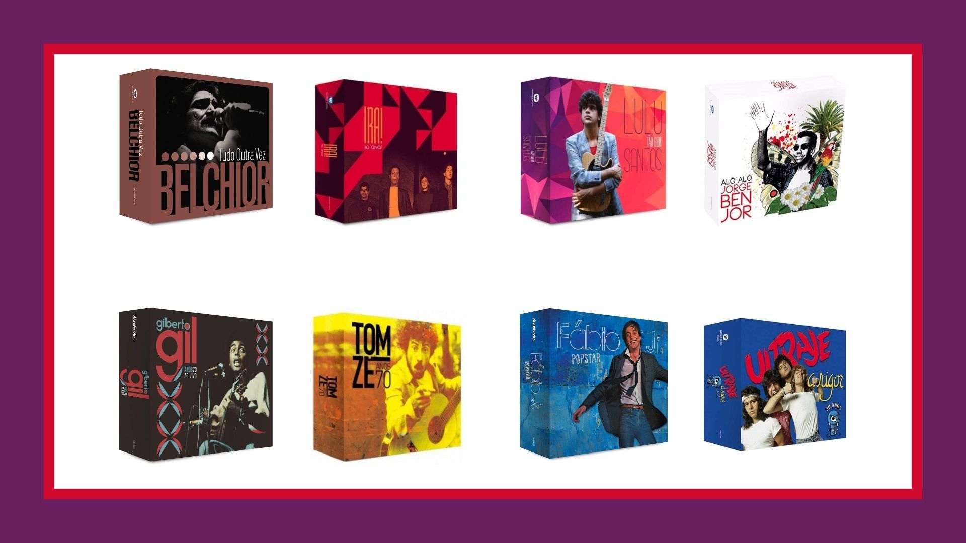 Capas dos boxes de artistas brasileiros, disponíveis na Amazon