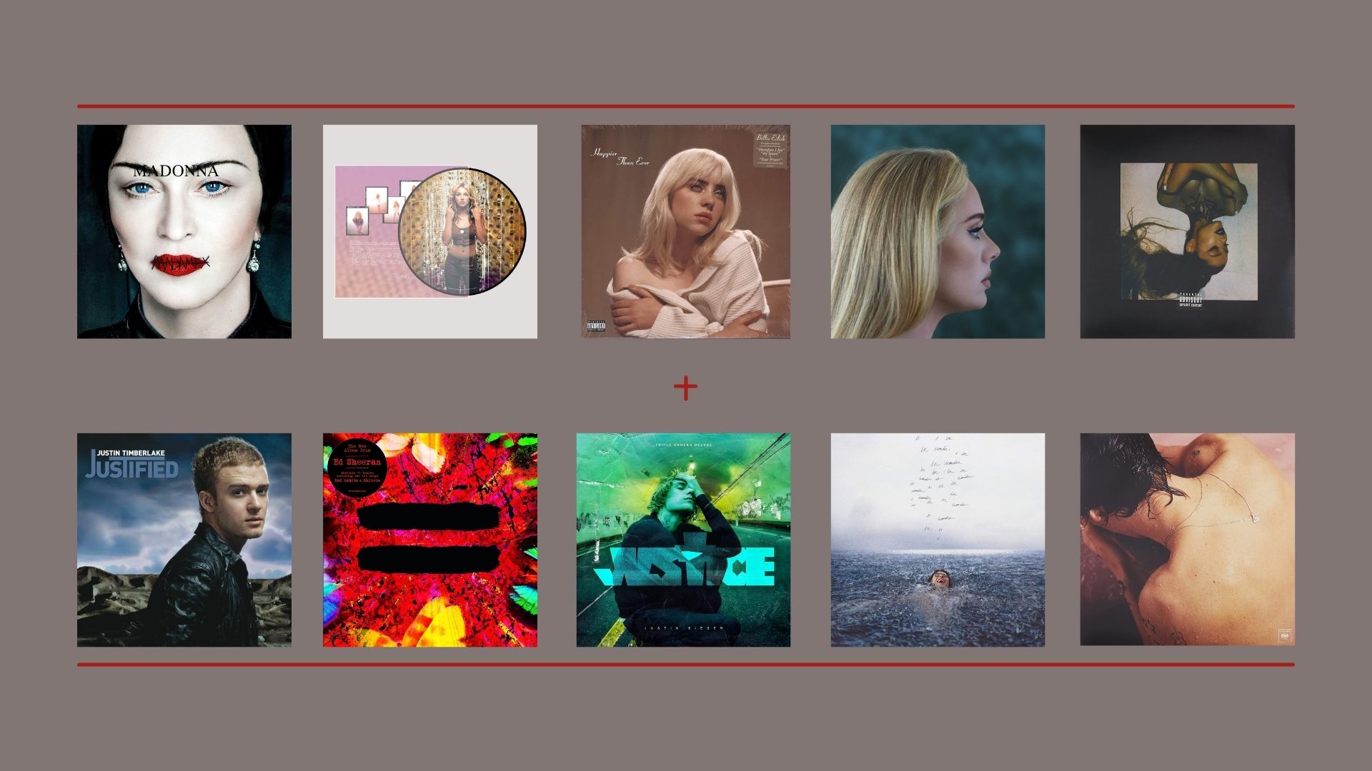 Capas dos discos de vinil que estão disponíveis na Amazon, prontos para completar sua coleção