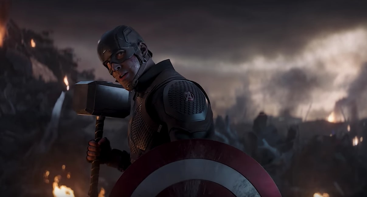 Captão América com Mjolnir, martelo do Thor, em Vingadores: Ultimato (Foto: Reprodução)