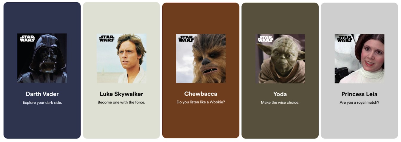 cards de star wars no spotify