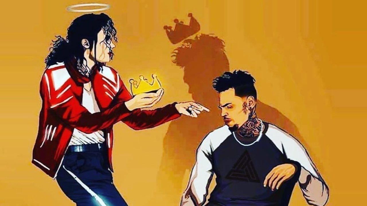 Michael Jackson é ilustrado passando a coroa para Chris Brown (Foto: Reprodução / Instagram)