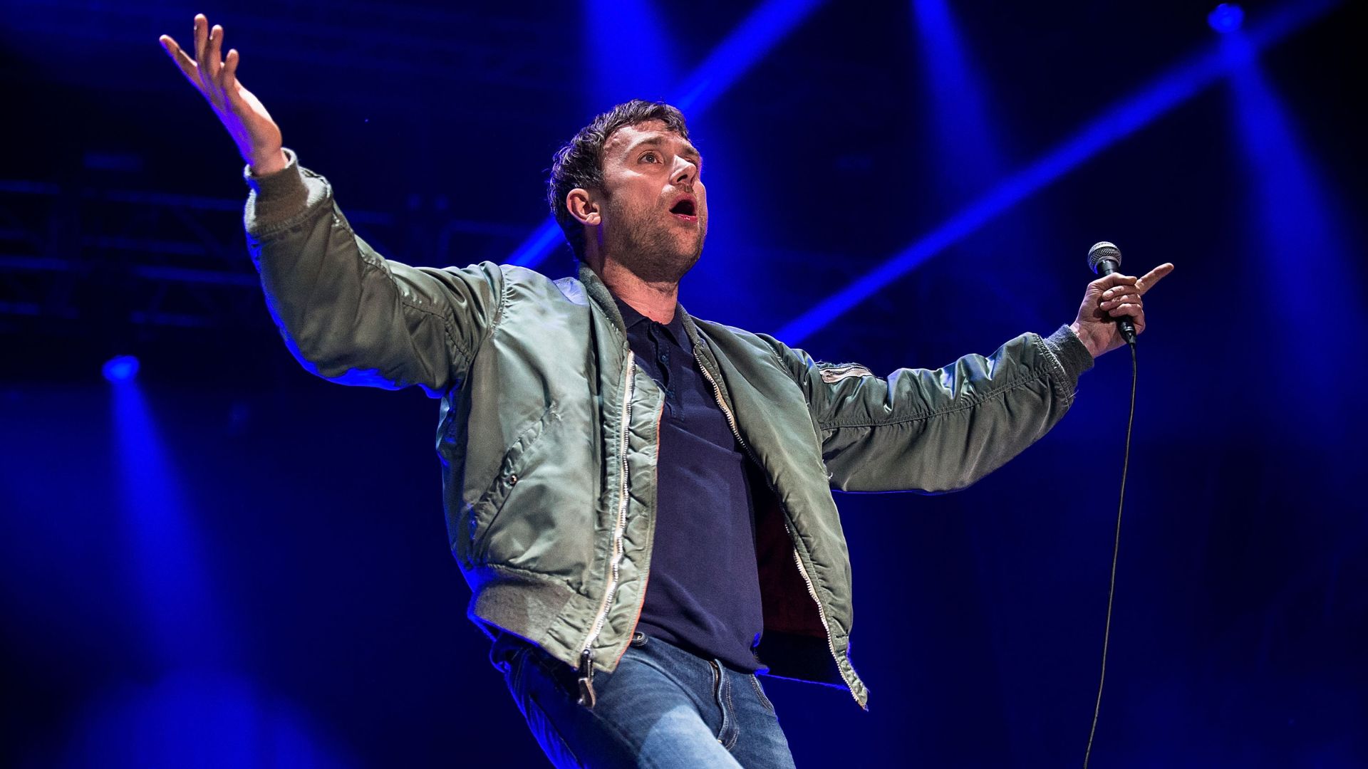 Damon Albarn em show do Blur (Foto: Cassandra Hannagan/Getty Images)