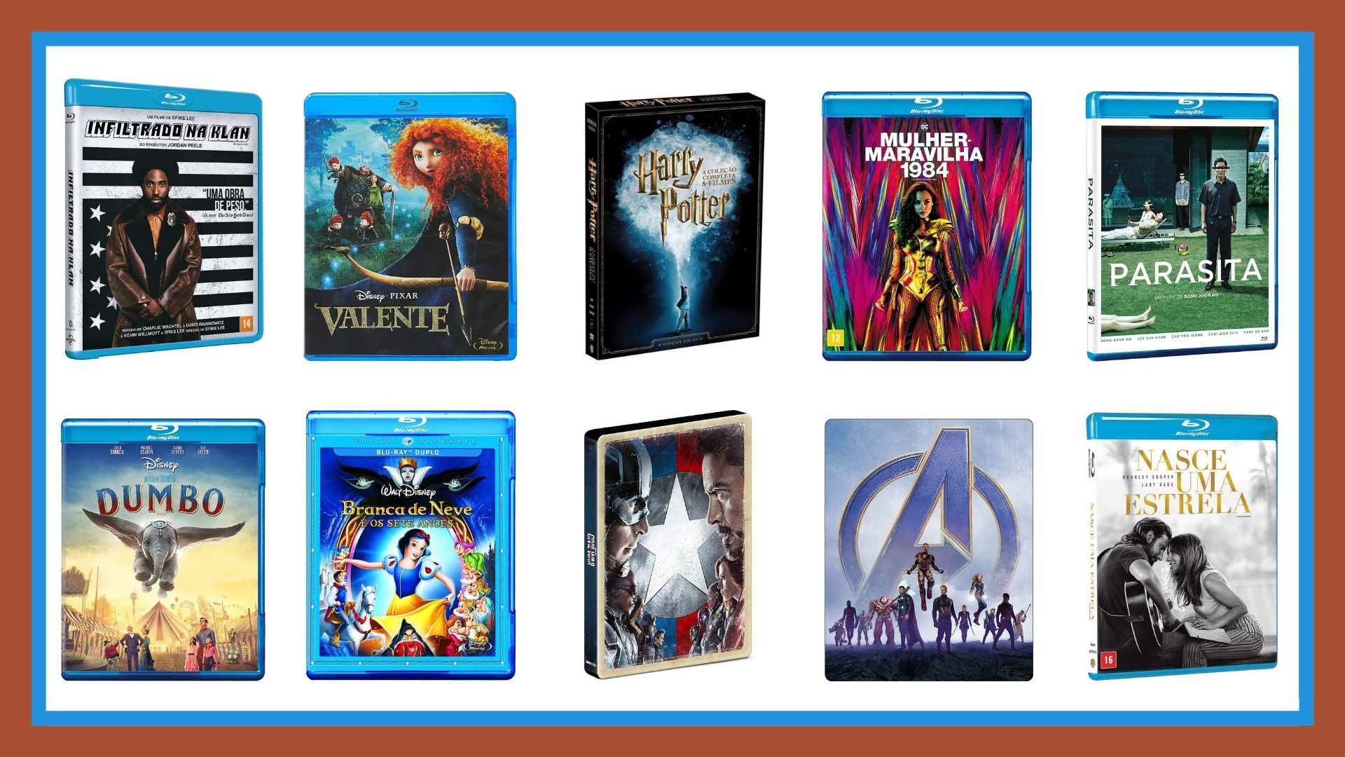 Capa dos DVDs e Blu-rays mais vendidos na Amazon