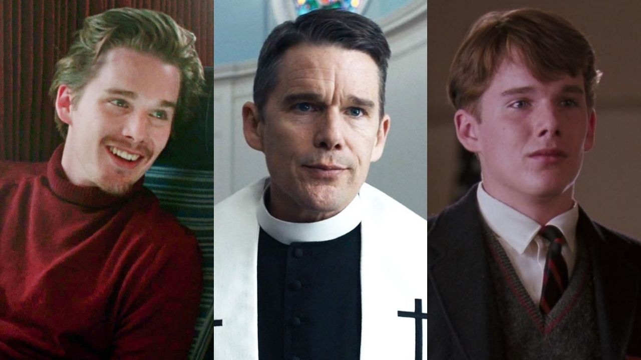 Ethan Hawke em Antes do Amanhecer, Fé Corrompida e Sociedade dos Poetas Mortos (Fotos: Divulgação)