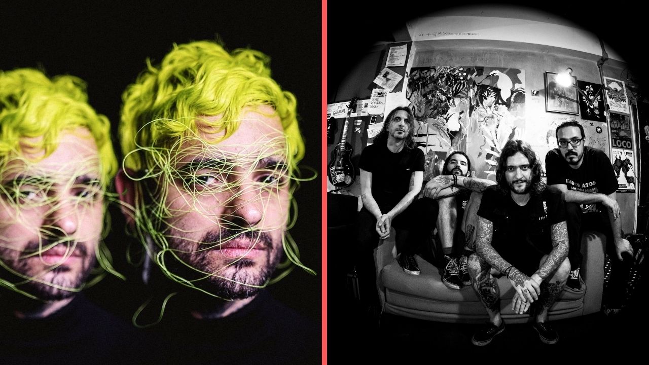 Lucas Silveira, da Fresno, junta-se a Zander para lançamento de "Desalento" (Foto 1: Lucas na divulgação da Quarentemo / Foto 2: banda Zander, Julia Magalhães/ Divulgação)