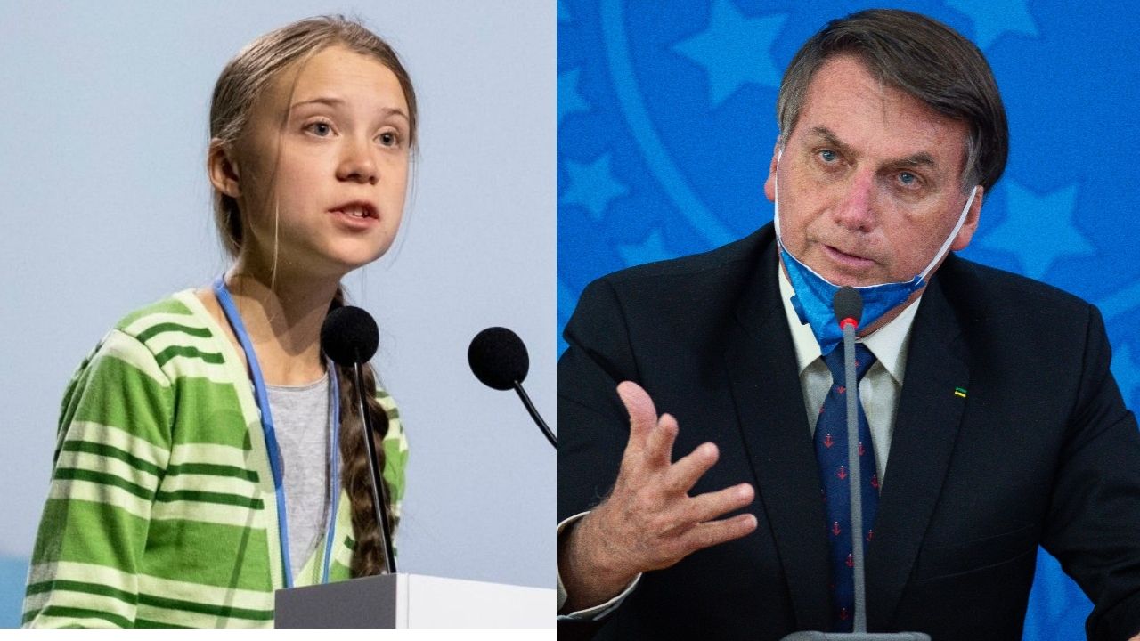 Greta Thunberg (Foto: Pablo Blazquez Dominguez/Getty Images)/ Jair Bolsonaro (Foto: Andressa Anholete / Getty Images)