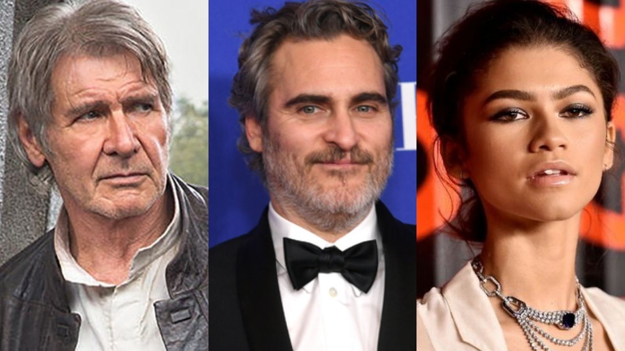 Harrison Ford (Foto: Reprodução), Joaquin Phoenix (Foto: Kevin Winter / Getty Images) e Zendaya (Foto: Steven Ferdman/Getty Images)