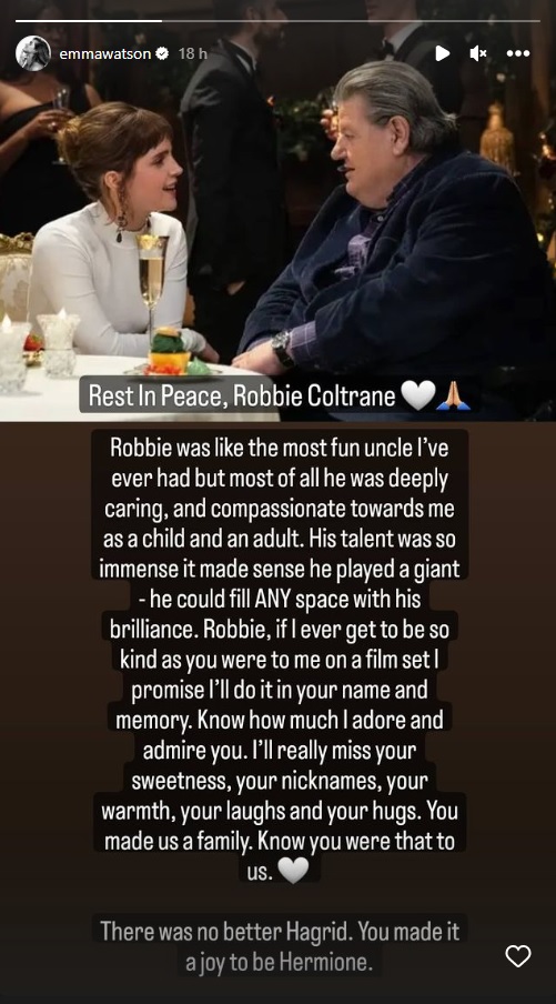 Emma Watson homenageia Robbie Coltrane