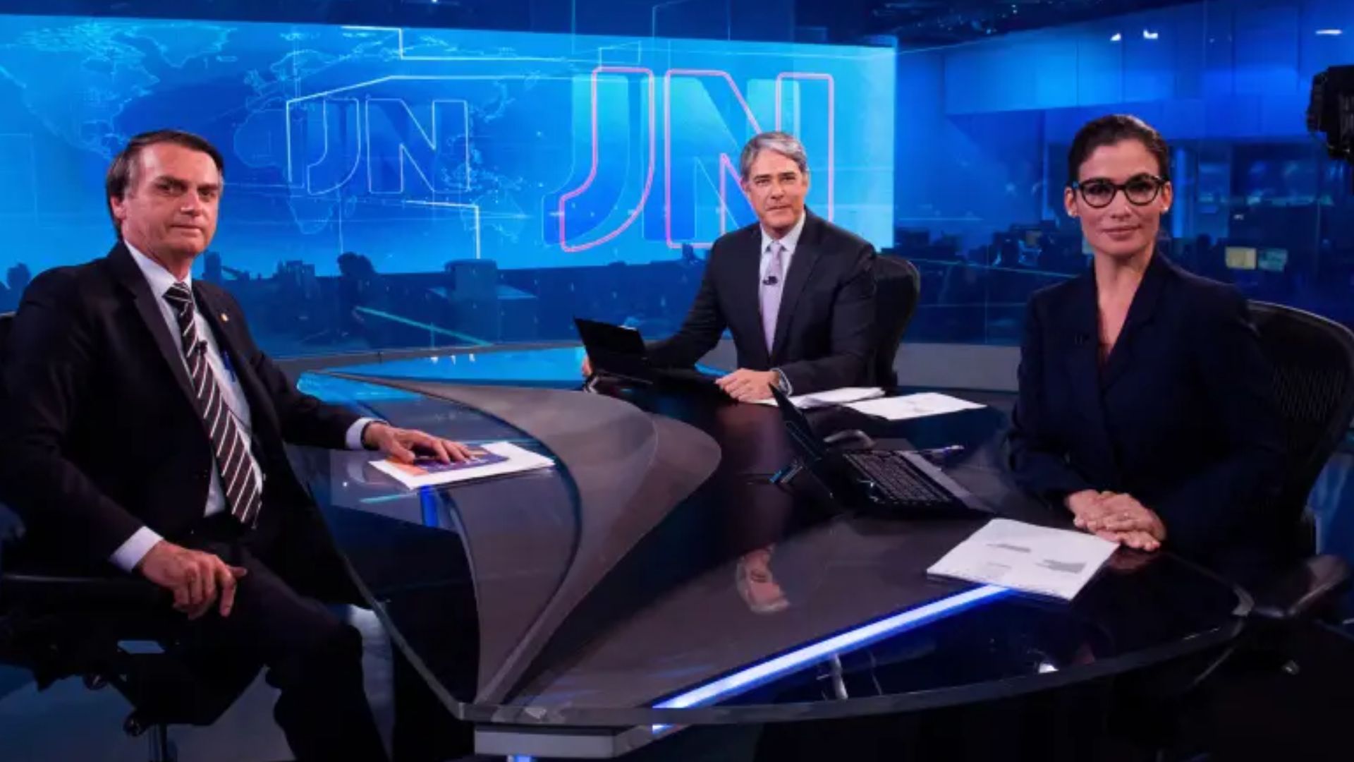 Jair Bolsonaro no 'Jornal Nacional' durante entrevista para a eleição presidencial de 2018 - João Cotta/TV Globo