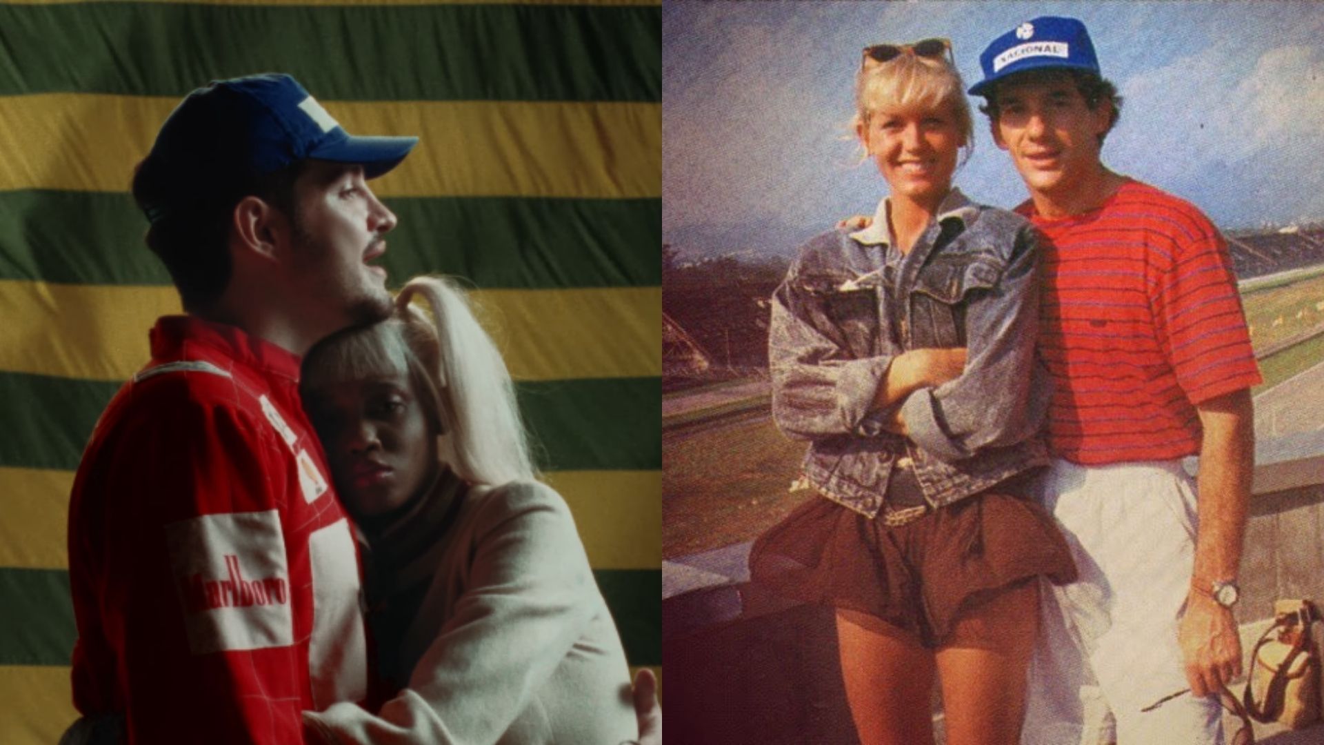Jão em 'Idiota' (Foto: Reprodução/YouTube) e Ayrton Senna e Xuxa  (Foto: Divulgação)