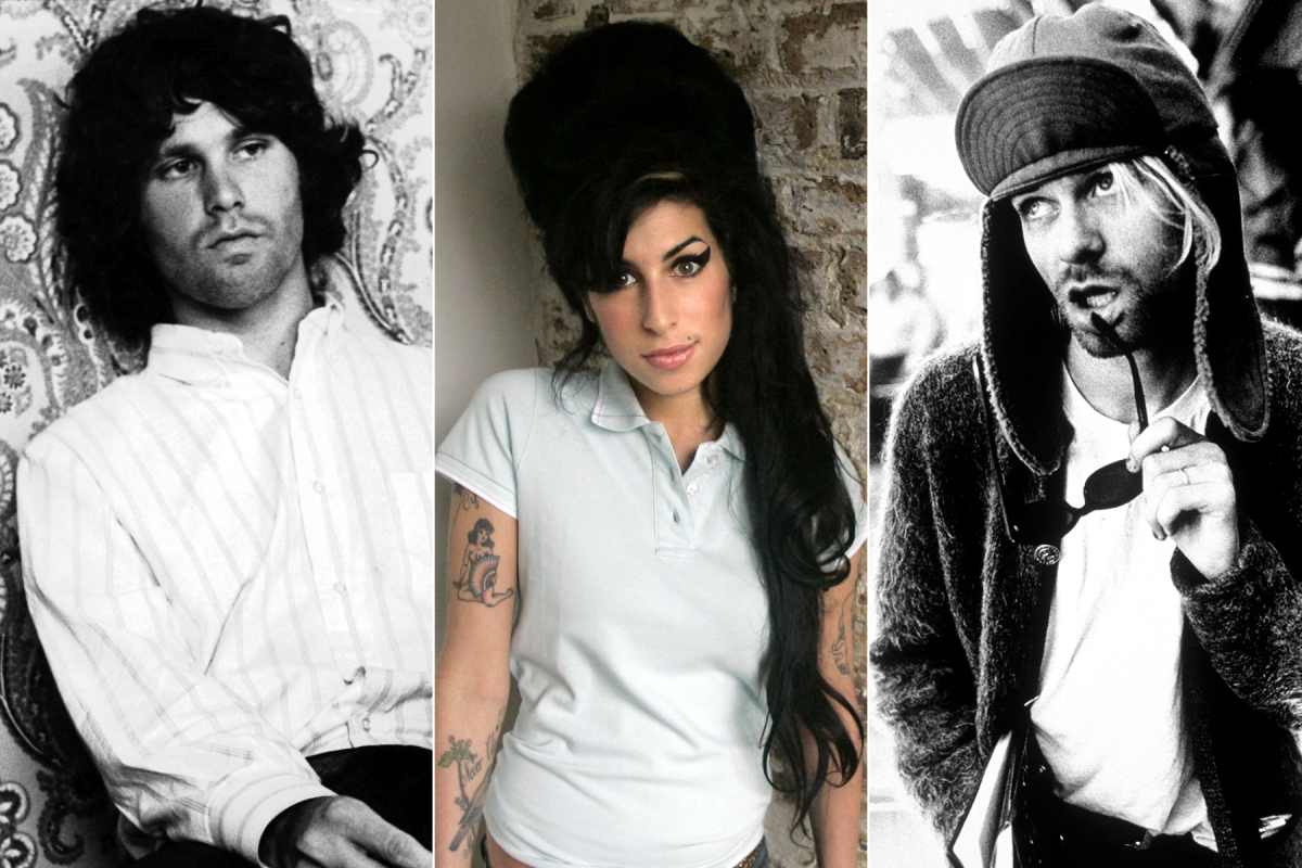 Jim Morrison, Amy Winehouse e Kurt Cobain