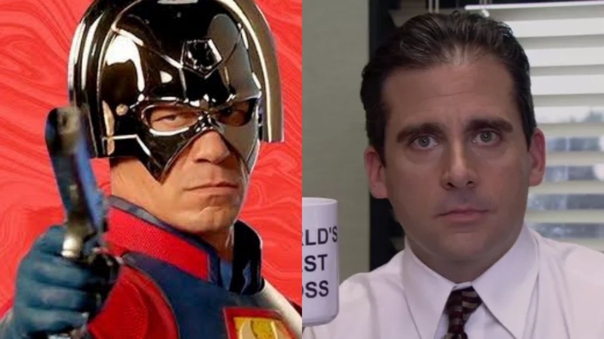 John Cena como Pacificador e Steve Carrell como Michael Scott (Foto: Divulgação / Reprodução)