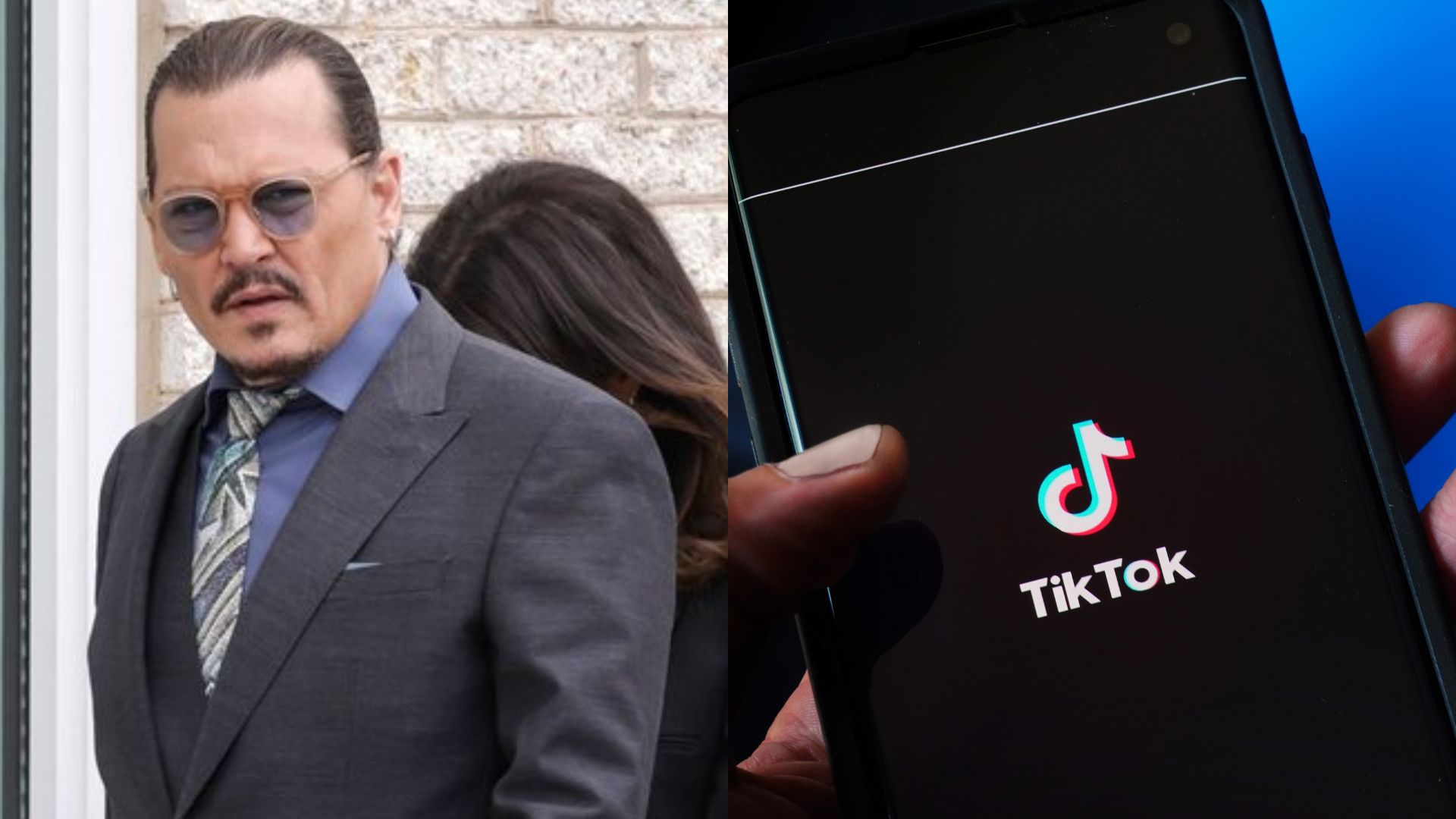 Johnny Depp (Foto: Kevin Dietsch/Getty Images)  e TikTok (Foto:  Cindy Ord/Getty Images)