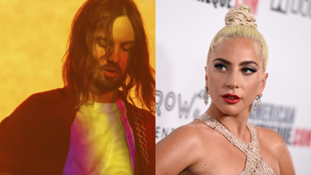 Kevin Parker, vocalista do Tame Impala, e Lady Gaga (Foto: Jack Plunkett / Invision / AP | Foto 2: Jordan Strauss/Invision/AP)