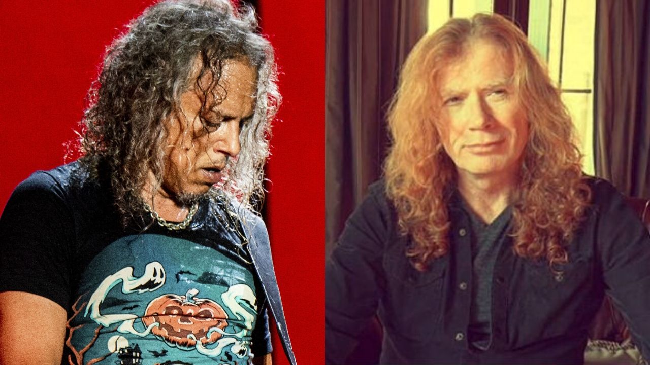 Kirk Hammett e Dave Mustaine, líder do Megadeth (Foto 1:Amy Harris/Invision/AP | Foto 2 : Instagram / Reprodução)