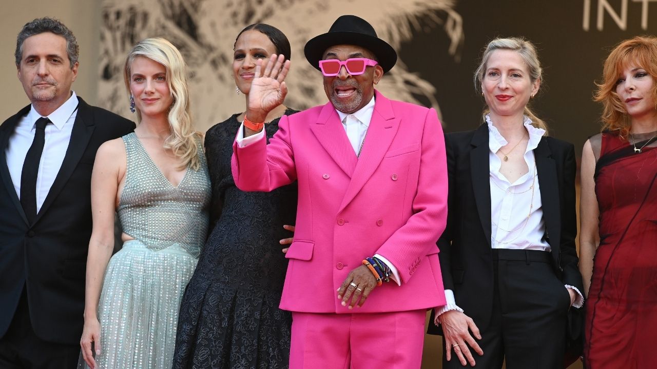 Kleber Mendonça Filho, Mélanie Laurent, Mati Diop, Spike Lee, Jessica Hausner e Mylène Farmer em Cannes em 2021 (Foto: Kate Green / Getty Images)
