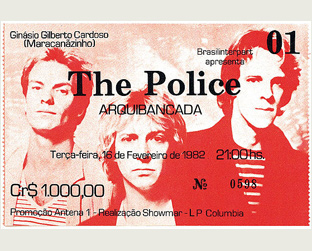 O ingresso para o show no Rio, em 1982