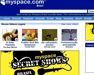 Detalhe do anúncio do "secret show" na página inicial do br.myspace.com