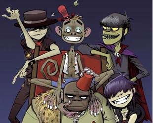 A banda virtual Gorillaz, uma das mais conhecidas obras de Jamie Hewlett