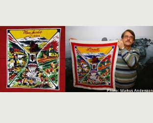 À esquerda, lenço de Marc Jacobs; à direita, Göran Olofsson com o lenço original