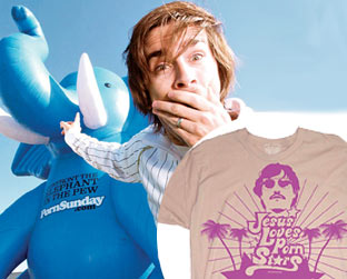 Craig Gross, o pastor norte-americano que criou o primeiro site/igreja virtual pornô. E uma linha bem-humorada de camisetas feitas pela Igreja virtual