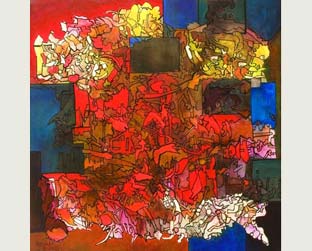 A tela Formação, de Kenichi Kaneko, faz alusão ao centenário da imigração japonesa