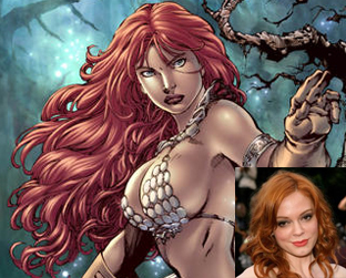 McGowan (no quadrado menor) será a protagonista de Red Sonja, personagem em quadrinhos do mundo de Conan