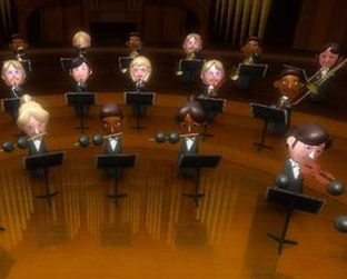 Com o Wii Music, jogadores transformam controle em 15 instrumentos musicais, de bateria a saxofone