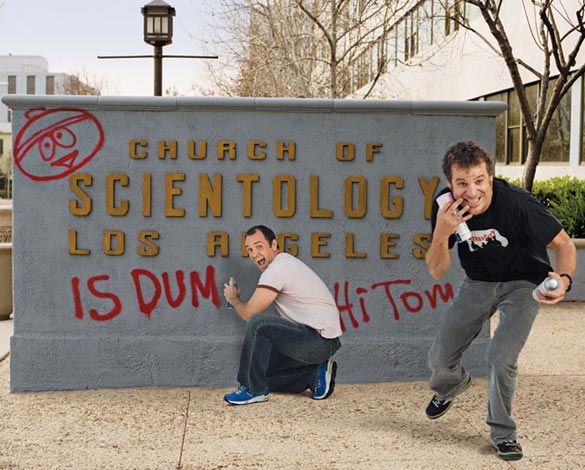 Trey Parker (à esq.) e Matt Stone, coleguinhas de trabalho dos rapazes aqui descritos